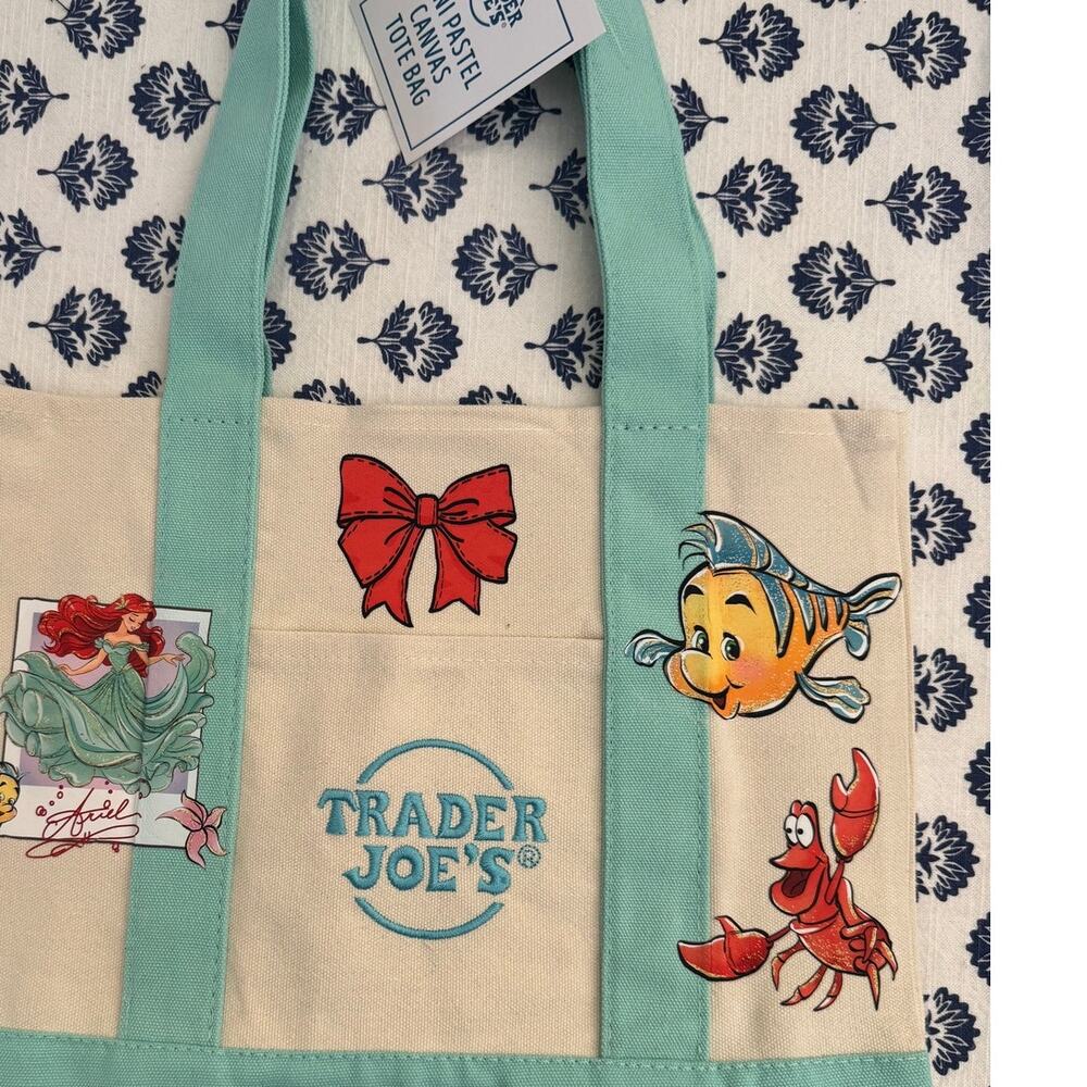 Disney Ariel, Flounder Sebastian Custom Made Trader Joes Mini Tote One of a Kind - Picture 4 of 6